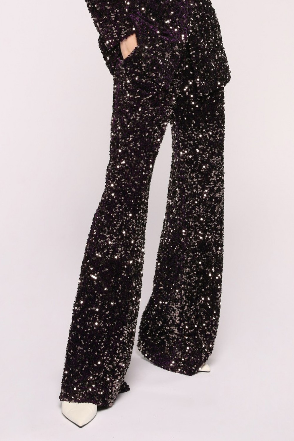 Pantaloni in velluto glitter