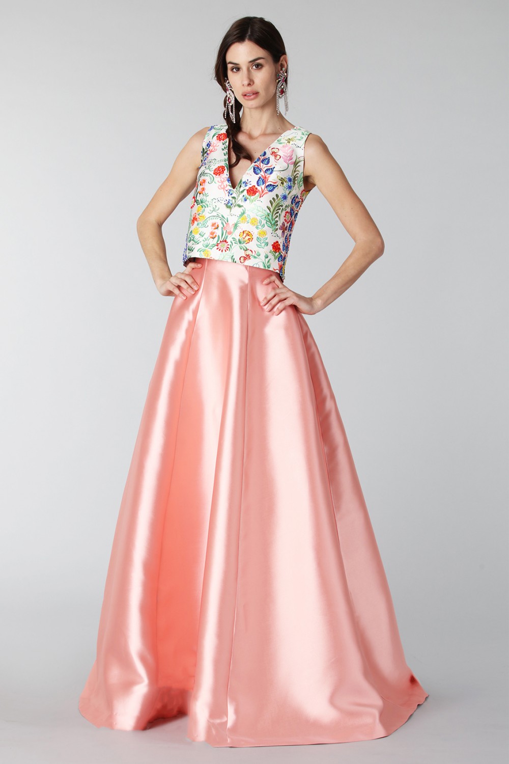 Vendita Abbigliamento Usato FIrmato - Completo gonna rosa e top floreale in seta - Tube Gallery - Drexcode -7
