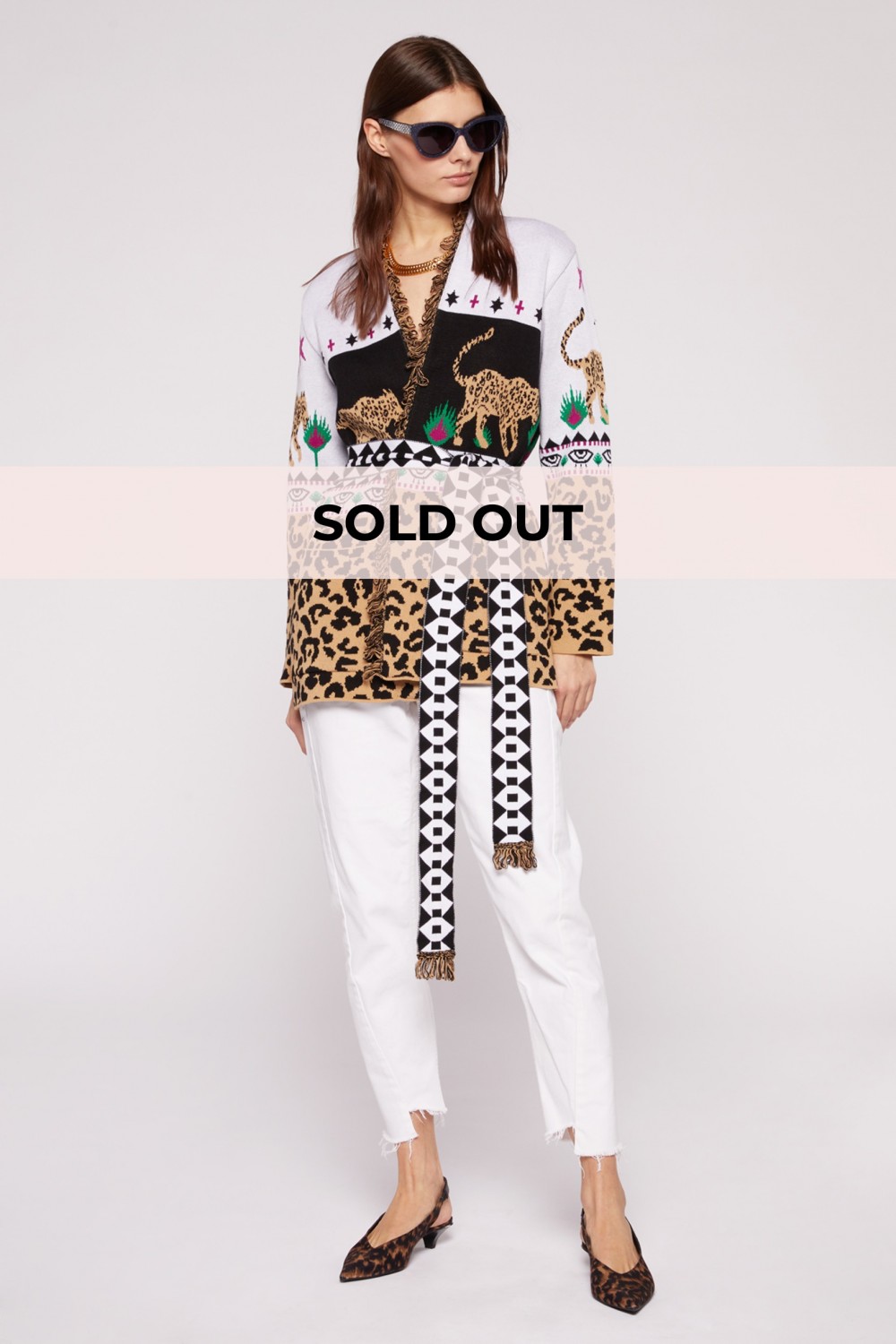 Cardigan animalier bianco