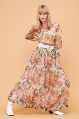 Drexcode - Abito a fiori con trame oro e maniche - Piccione.Piccione - Vendita - 5