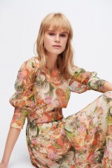 Drexcode - Abito a fiori con trame oro e maniche - Piccione.Piccione - Vendita - 2