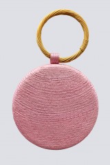 Drexcode - Clutch rosa con manico in vimini - Serpui - Vendita - 2