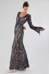 Drexcode - Abito blu in pizzo con spacco frontale - Catherine Deane - Vendita - 2