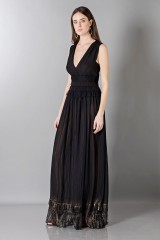 Drexcode - Vestito nero lungo con scollo a V - Alberta Ferretti - Vendita - 5