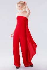 Drexcode - Jumpsuit rossa bustier - Halston - Noleggio - 3