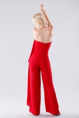 Drexcode - Jumpsuit rossa bustier - Halston - Noleggio - 2