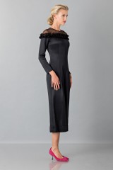 Drexcode - Jumpsuit nera longuette con pizzo off shoulder - Blumarine - Vendita - 3
