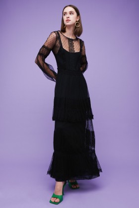 Abito in seta con inserti in pizzo e trasparenze - Alberta Ferretti - Vendita Drexcode - 1
