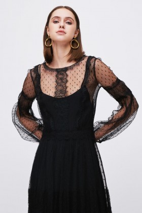 Abito in seta con inserti in pizzo e trasparenze - Alberta Ferretti - Vendita Drexcode - 2