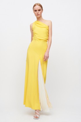 Abito giallo monospalla con strascico anteriore - Vionnet - Vendita Drexcode - 2