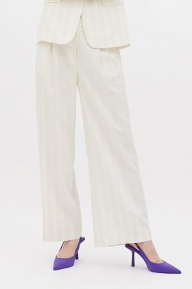 Pantaloni bianchi a righe - Giuliette Brown - Noleggio Drexcode - 1