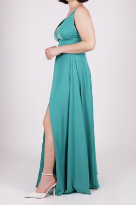 Abito lungo verde in satin - Kathy Heyndels - Noleggio Drexcode - 2