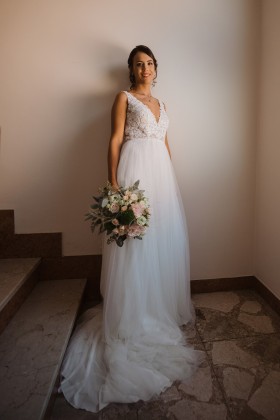 Abito tulle e macramè - Nicole Spose - Noleggio Drexcode - 2