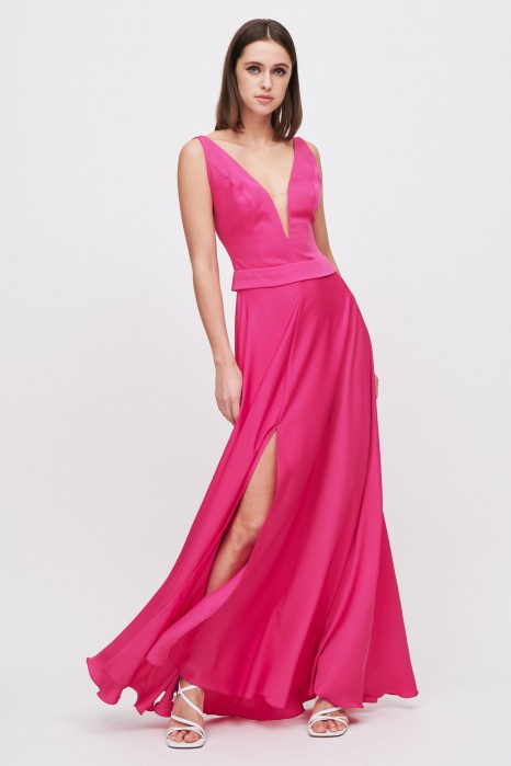 Abito fucsia in satin
