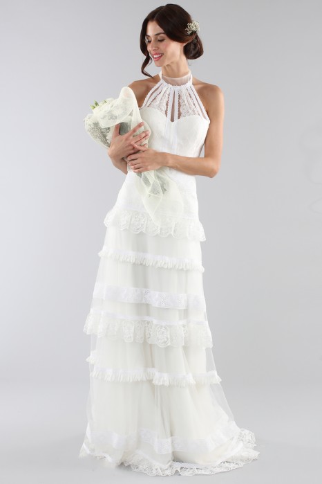 Abito sposa clearance chiffon e pizzo