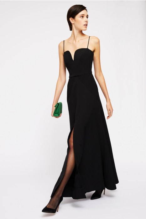 Abito nero con spacco shop