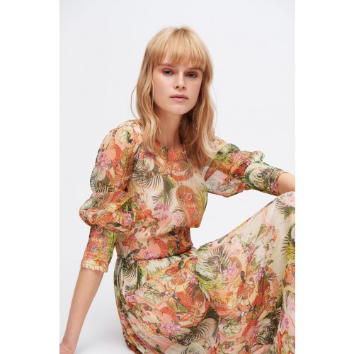 Noleggio Abbigliamento Firmato - Abito a fiori con trame oro e maniche - Piccione.Piccione - Drexcode -5