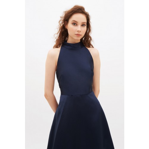 Vendita Abbigliamento Firmato - Abito blu con collo alto e scollatura a goccia posteriore - ML - Monique Lhuillier - Drexcode2