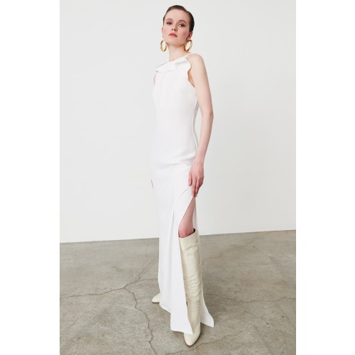 Vendita Abbigliamento Firmato - Abito bianco con rouches frontale - Kathy Heyndels - Drexcode2