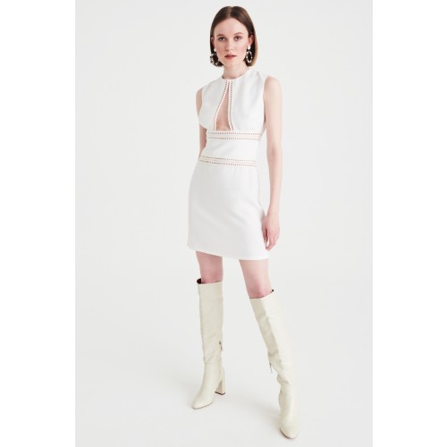 Noleggio Abbigliamento Firmato - Abito corto bianco con scollo profondo - Kathy Heyndels - Drexcode -2