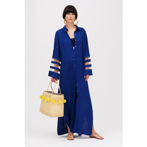 Noleggio Abbigliamento Firmato - Tunica blu con inserti trasparenti - Kathy Heyndels - Drexcode -3