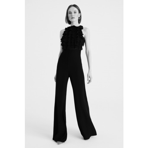 Noleggio Abbigliamento Firmato - Jumpsuit nera in crepes con rouches - Kathy Heyndels - Drexcode -1