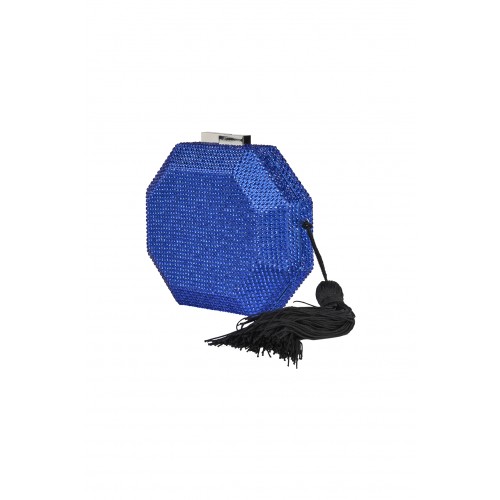 Noleggio Abbigliamento Firmato - Clutch blu elettrico con nappina - Anna Cecere - Drexcode -2