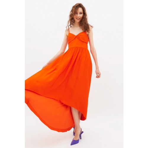 Vendita Abbigliamento Firmato - Abito a costine arancione - ML - Monique Lhuillier - Drexcode3