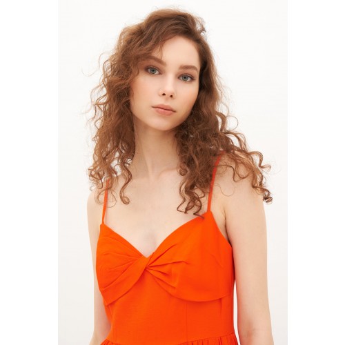 Vendita Abbigliamento Firmato - Abito a costine arancione - ML - Monique Lhuillier - Drexcode4