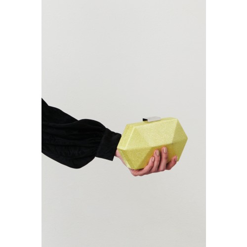 Noleggio Abbigliamento Firmato - Clutch geometrica limone con strass - Anna Cecere - Drexcode -5