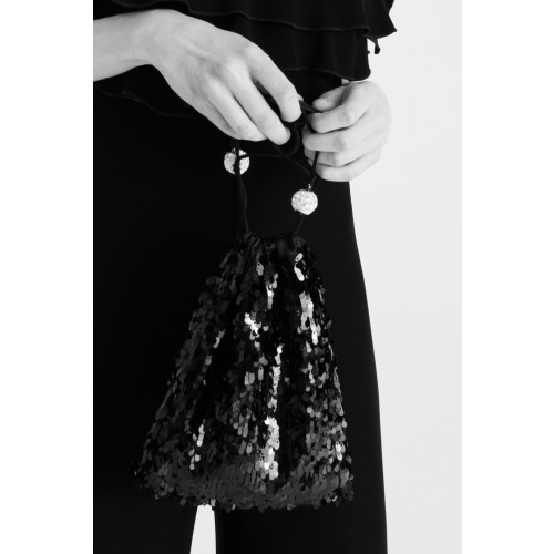Vendita Abbigliamento Firmato - Pouch Bag in paillettes nera - CA&LOU - Drexcode2