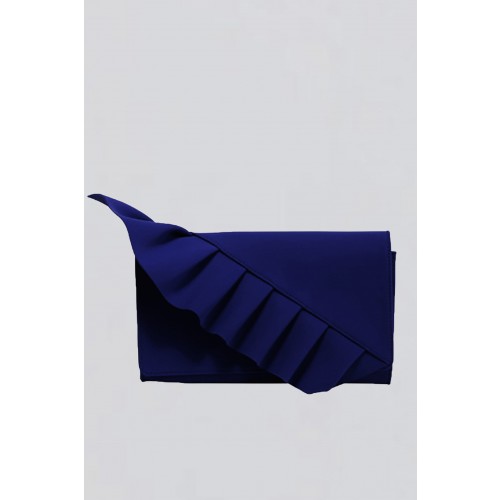 Noleggio Abbigliamento Firmato - Clutch blu con volant - Chiara Boni - Drexcode -1