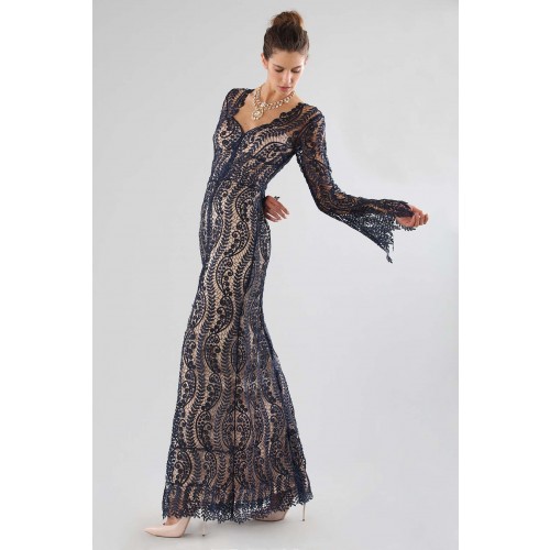 Noleggio Abbigliamento Firmato - Abito blu in pizzo con spacco frontale - Catherine Deane - Drexcode -9