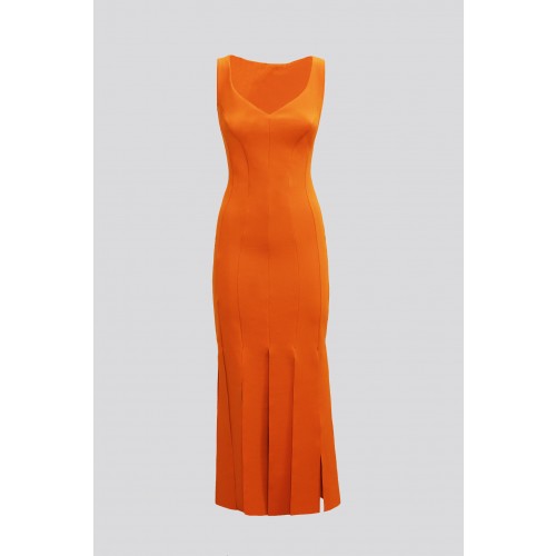 Vendita Abbigliamento Firmato - Abito arancione al ginocchio con frange - Chiara Boni - Drexcode10
