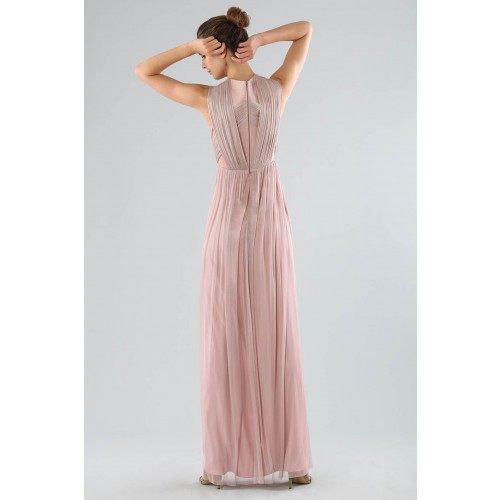 Vendita Abbigliamento Firmato - Abito rosa lungo con scollo profondo - Cristallini - Drexcode3