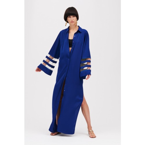 Noleggio Abbigliamento Firmato - Tunica blu con inserti trasparenti - Kathy Heyndels - Drexcode -1