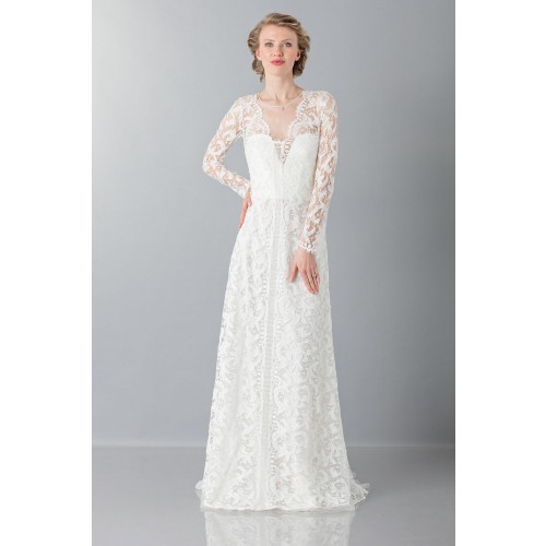Noleggio Abbigliamento Firmato - Abito da sposa in pizzo con strascico - Alberta Ferretti - Drexcode -5