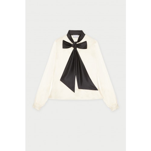 Vendita Abbigliamento Firmato - Camicia bianca in seta con fiocco nero - Redemption - Drexcode4