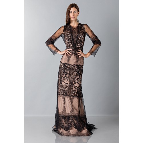 Abito Elegante Donna Rockabilly In Pizzo Floreale - Taglio Alto/Basso Linea A