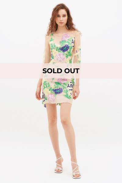 VestIto corto con fiori e decori 