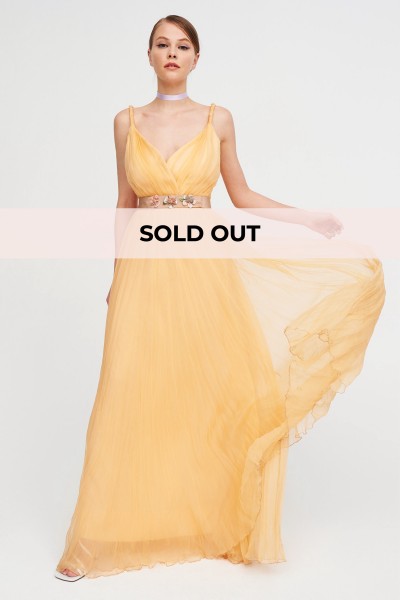 Abito pesca in chiffon di seta