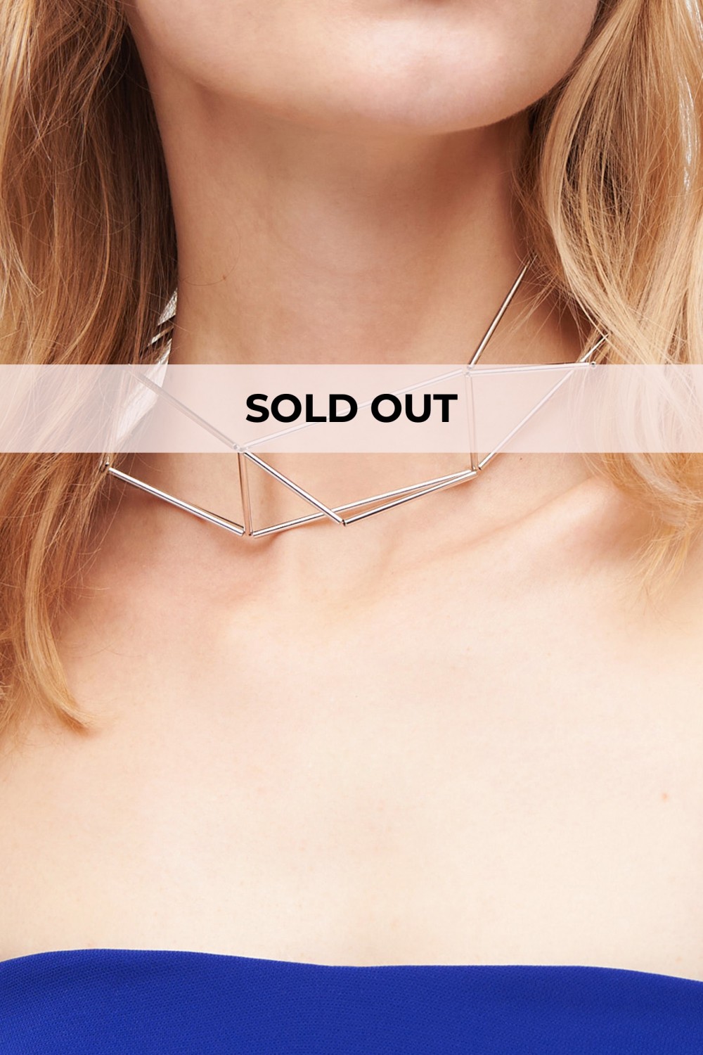 Rhodium-plated necklace in the shape of origami