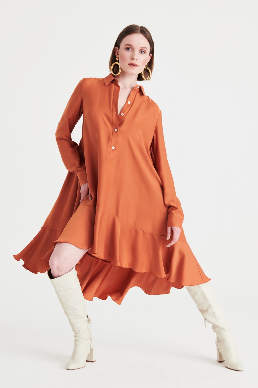Rust shirt dress
