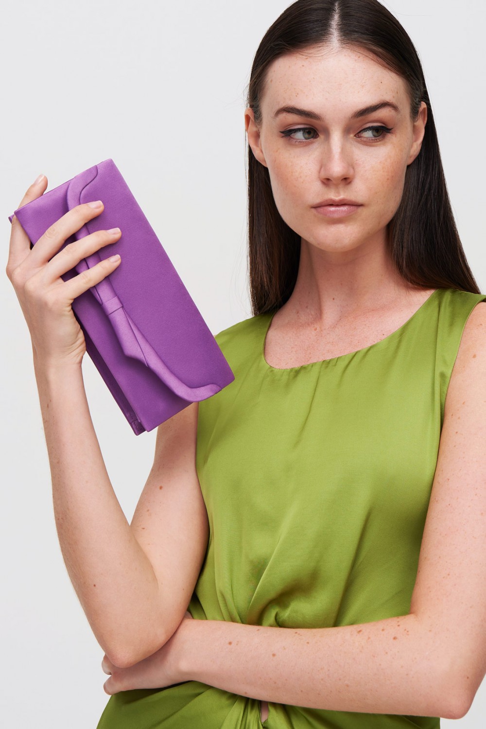 Purple satin pochette