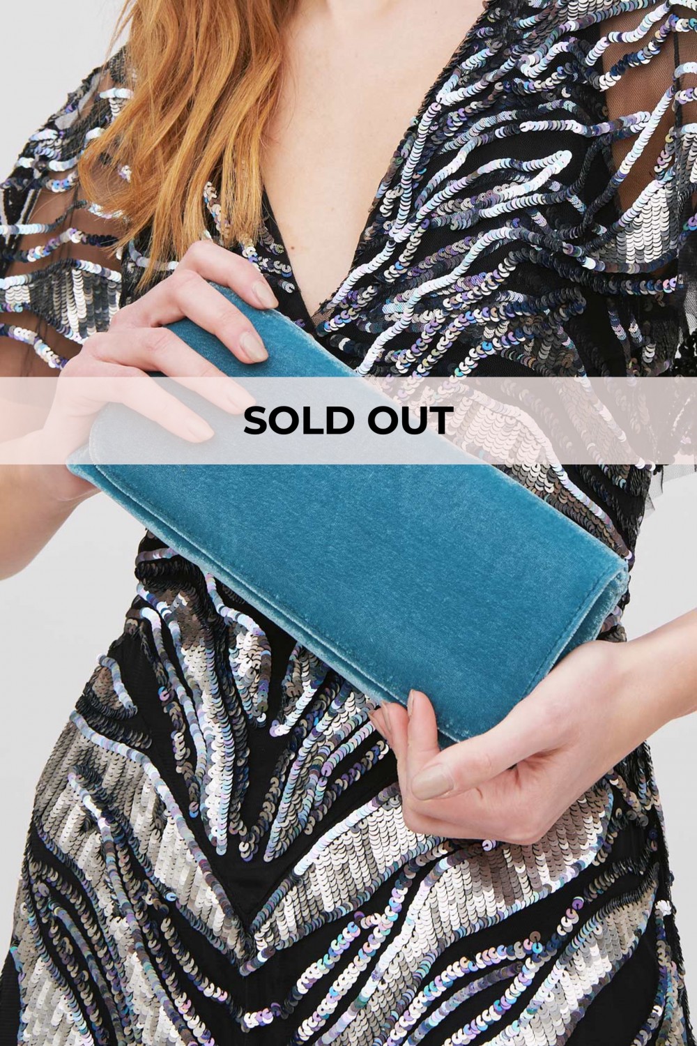 Cobalt velvet clutch
