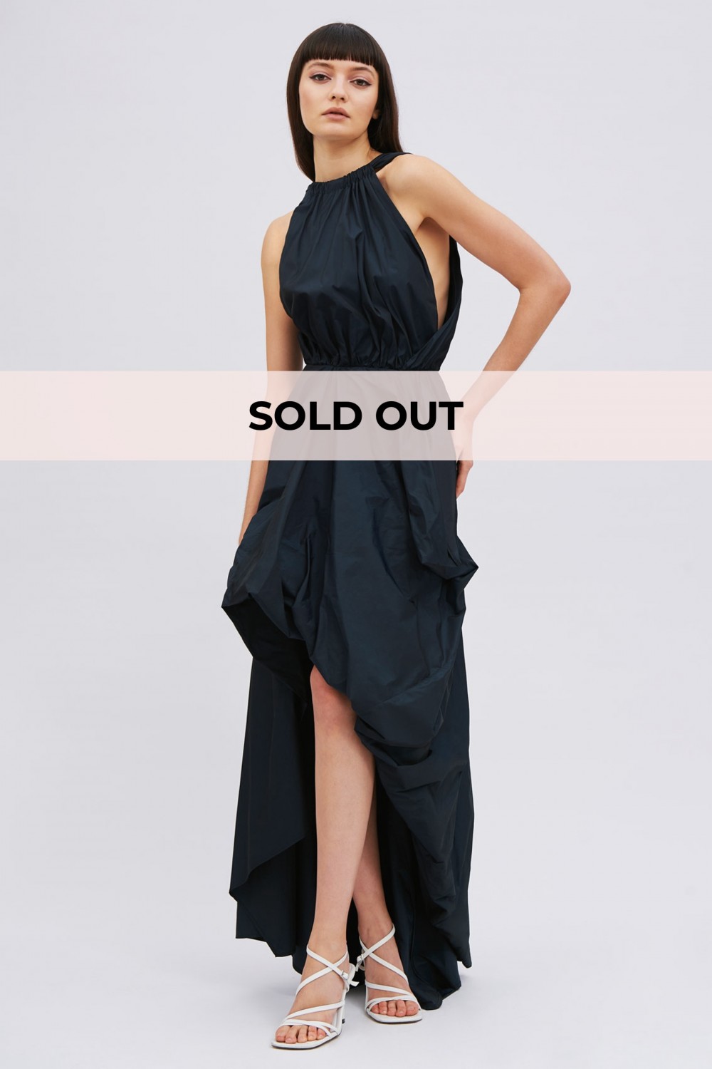 Blue draped dress