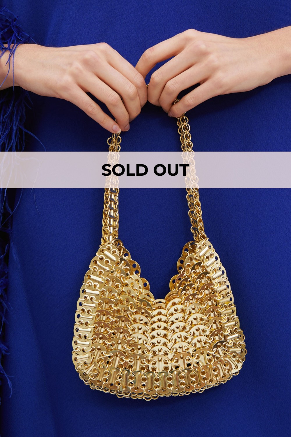 Golden metal mesh handbag