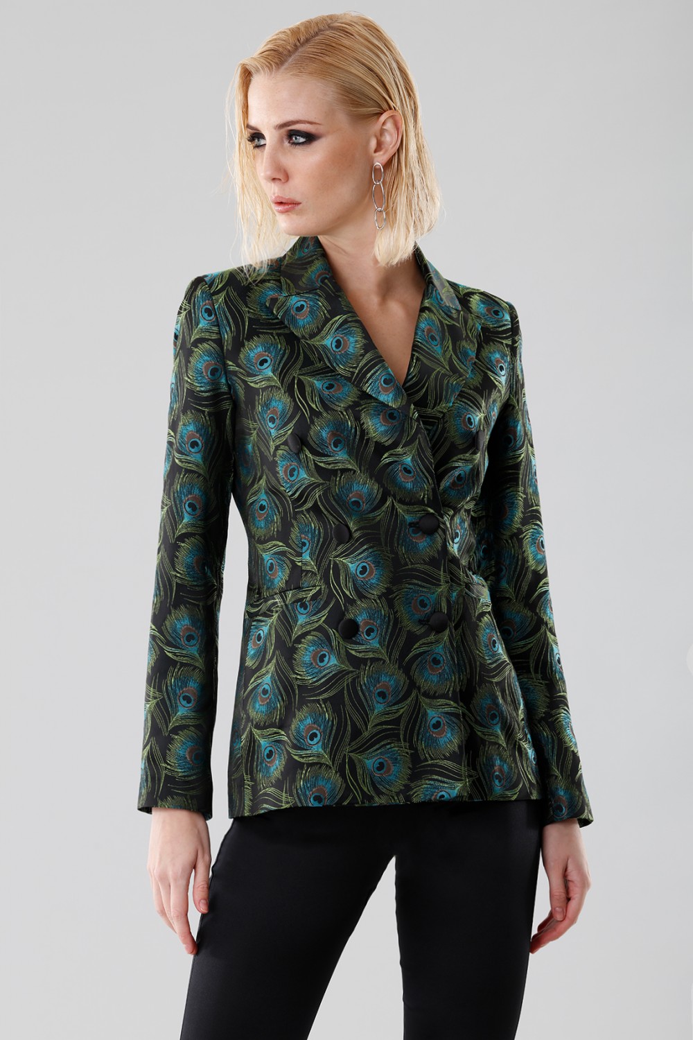 Jacket in peacock print