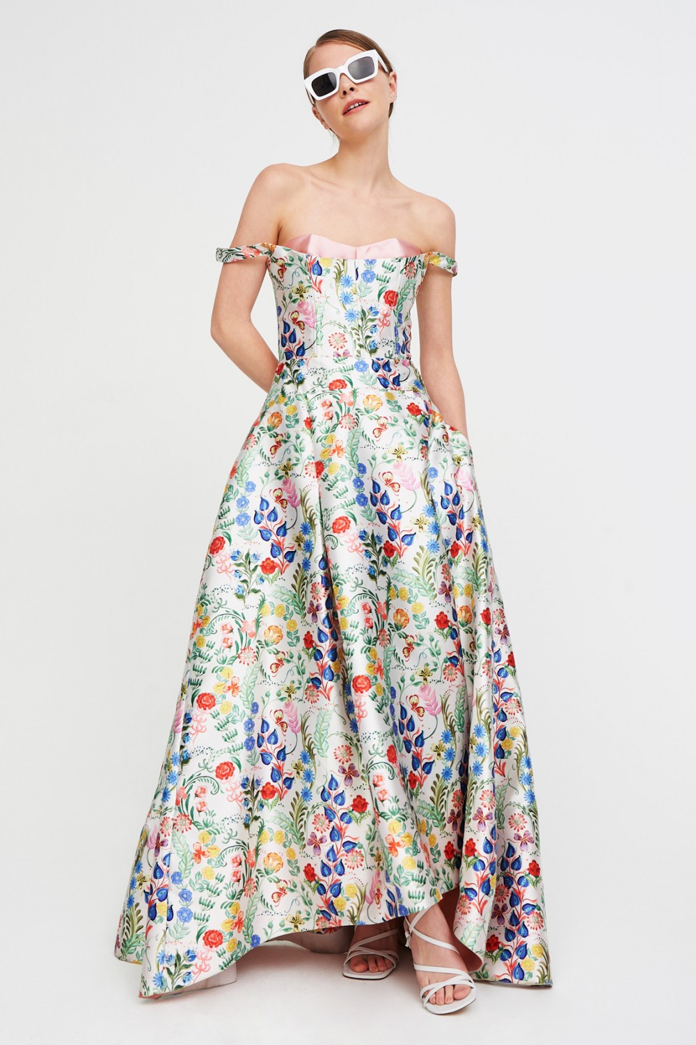 Long dress with contrasting bodice