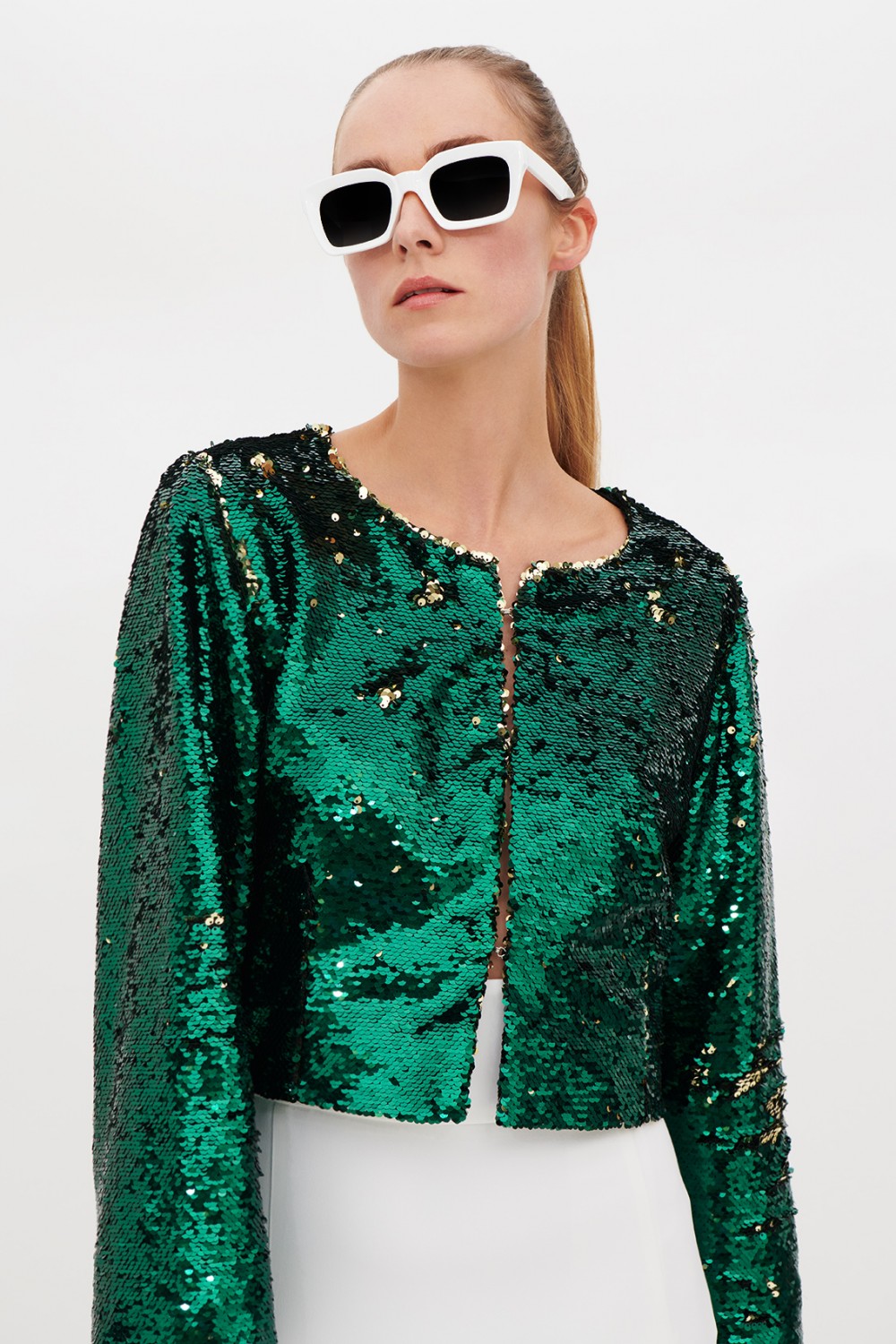 Wrap dress with multicolored sequins